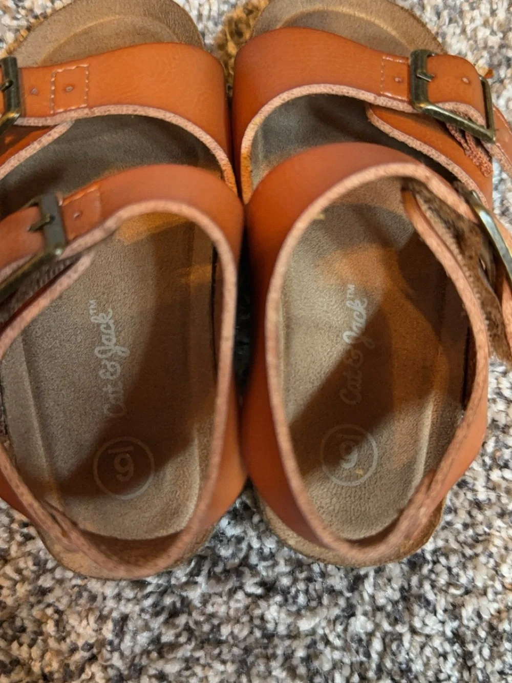 Cat & Jack Tan Suede Sneakers and Brown Strap Sandals Set